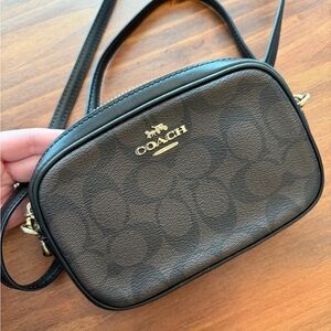 Coach Brown and Black monogram Crossbody Bag